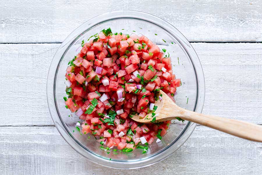 combined salsa ingredients