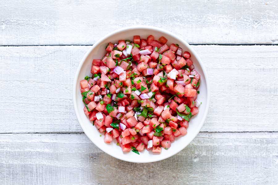 Watermelon salsa in a bowl