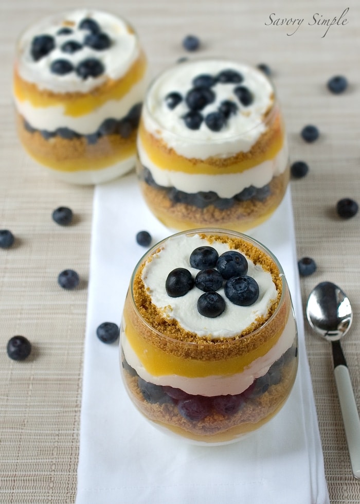 Blueberry Passionfruit Cheesecake Parfait ~ Savory Simple