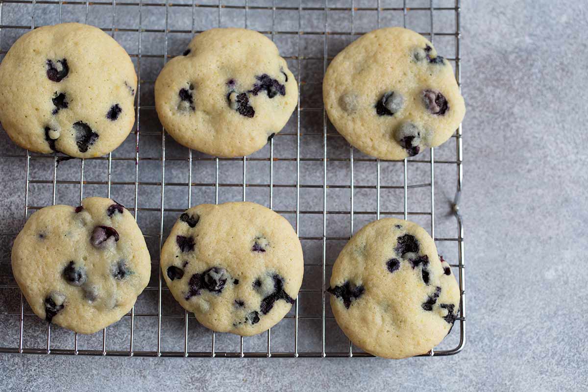 An overhead photo of this blueberry buttermilk cookies recipe