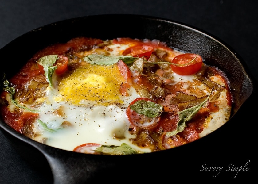This baked eggs and chorizo dish is perfect for breakfast, brunch or even dinner! 