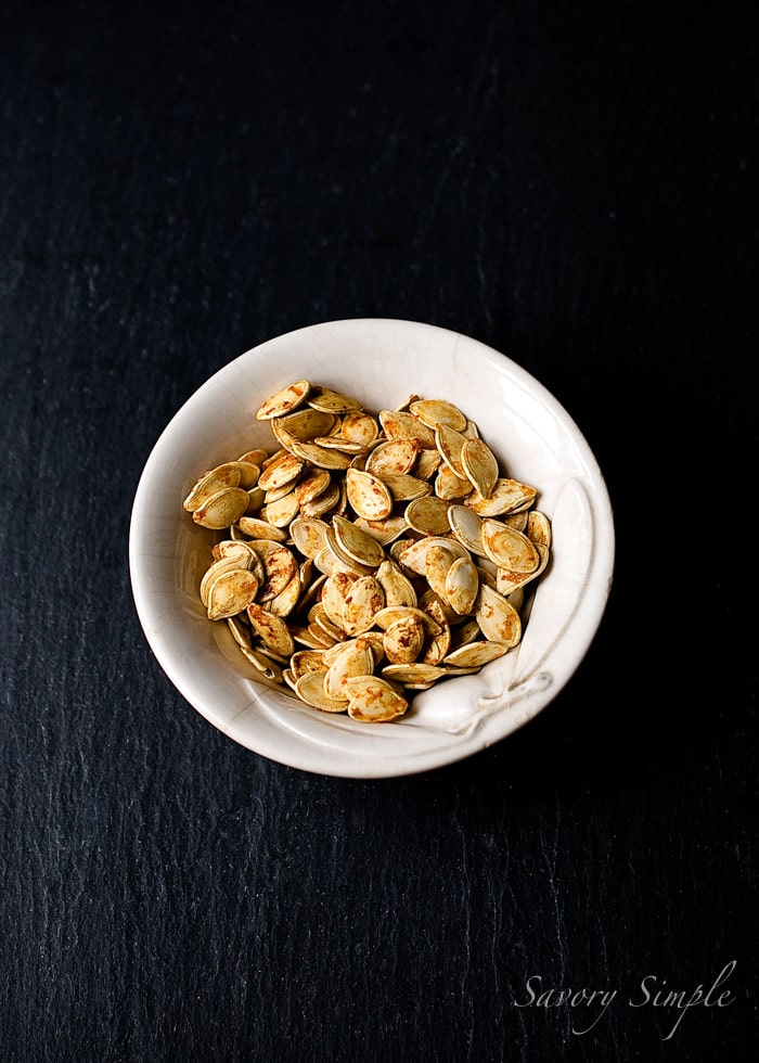 Sriracha Maple Pumpkin Seeds ~ Savory Simple