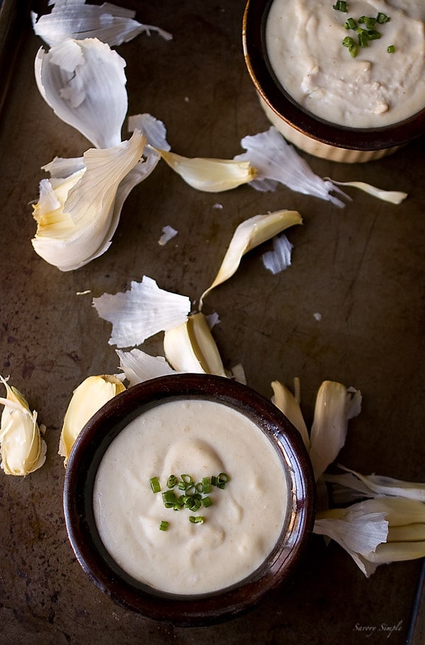 Roasted Garlic White Bean Hummus ~ Savory Simple ~ www.savorysimple.net #recipe