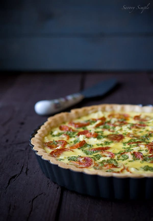 Roasted Tomato and Goat Cheese Quiche ~ Savory Simple ~ www.savorysimple.net Roasted Tomato and Goat Cheese Quiche ~ Savory Simple ~ www.savorysimple.net