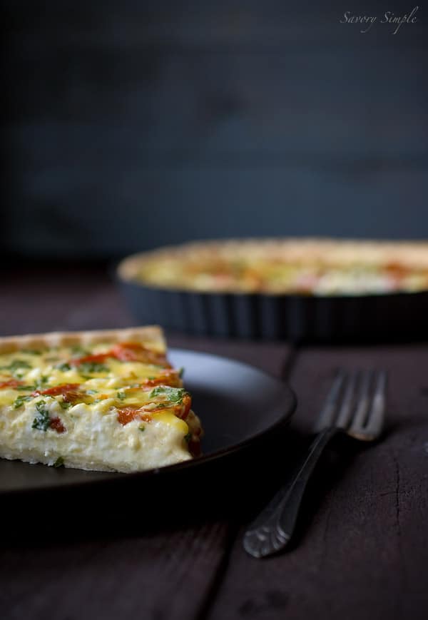 Roasted Tomato and Goat Cheese Quiche ~ Savory Simple ~ www.savorysimple.net Roasted Tomato and Goat Cheese Quiche ~ Savory Simple ~ www.savorysimple.net