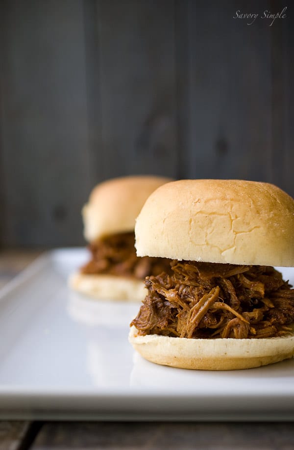 Chipotle Bourbon Barbecue Pulled Pork Sliders ~ Savory Simple
