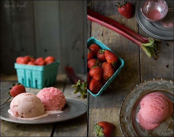 Strawberry Rhubarb Ice Cream & Sorbet ~ Savory Simple Strawberry Rhubarb Ice Cream & Sorbet ~ Savory Simple