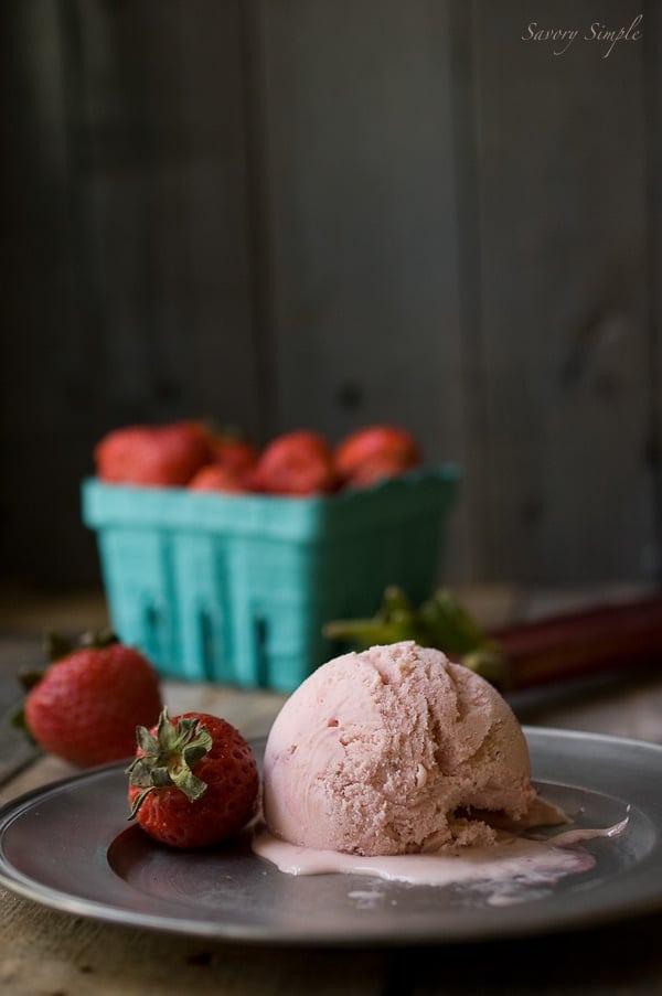 Strawberry Rhubarb Ice Cream & Sorbet ~ Savory Simple Strawberry Rhubarb Ice Cream & Sorbet ~ Savory Simple