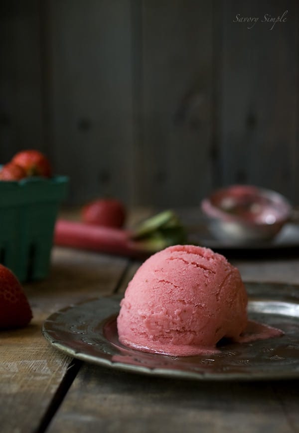 Strawberry Rhubarb Ice Cream & Sorbet ~ Savory Simple Strawberry Rhubarb Ice Cream & Sorbet ~ Savory Simple