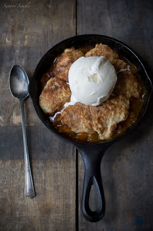 Skillet Peach Cobbler Recipe ~ Savory Simple