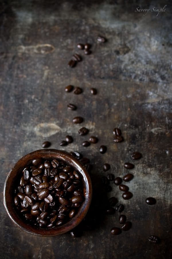 Espresso beans in a ramekin