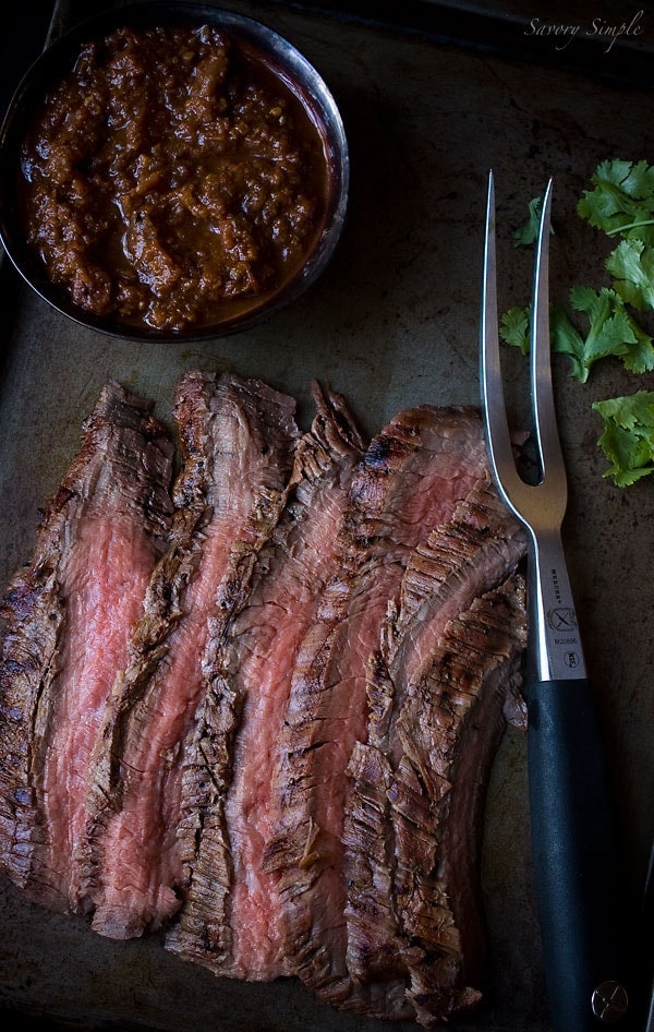 Cumin Marinated Grilled Flank Steak with Salsa - Savory Simple Cumin Marinated Grilled Flank Steak with Salsa - Savory Simple