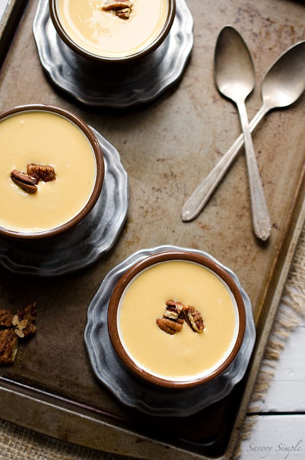 This Cream of Winter Squash Soup with Spicy Candied Pecans is rich, comforting and a perfect holiday appetizer. This Cream of Winter Squash Soup with Spicy Candied Pecans is rich, comforting and a perfect holiday appetizer.