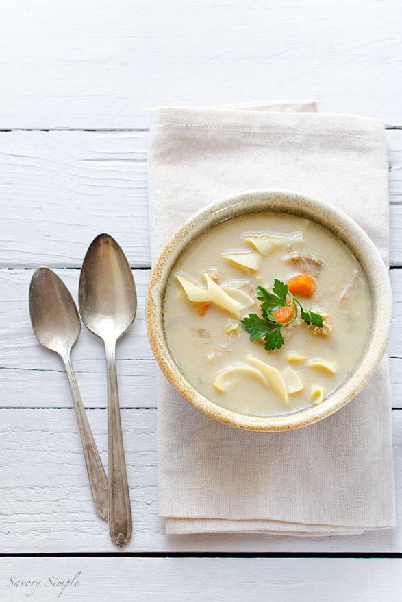 This Creamy Slow Cooker Chicken Noodle Soup is rich, warm and perfect for dinner any night of the week! #crockpot #slowcooker This Creamy Slow Cooker Chicken Noodle Soup is rich, warm and perfect for dinner any night of the week! #crockpot #slowcooker