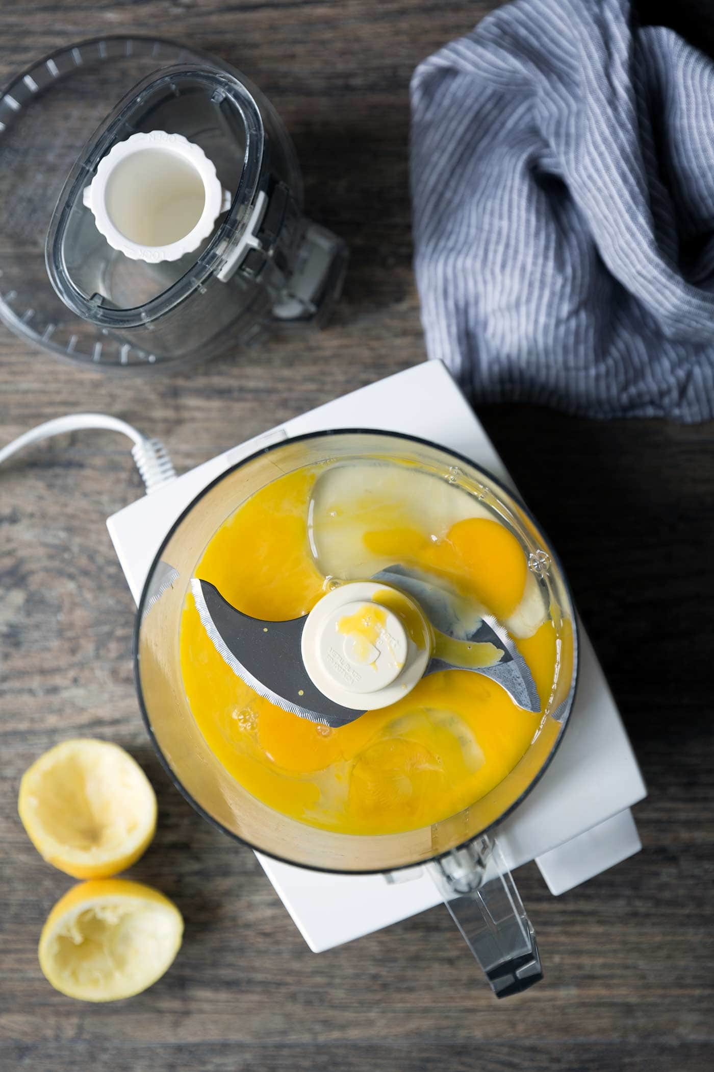 A photo of eggs in the food processor.