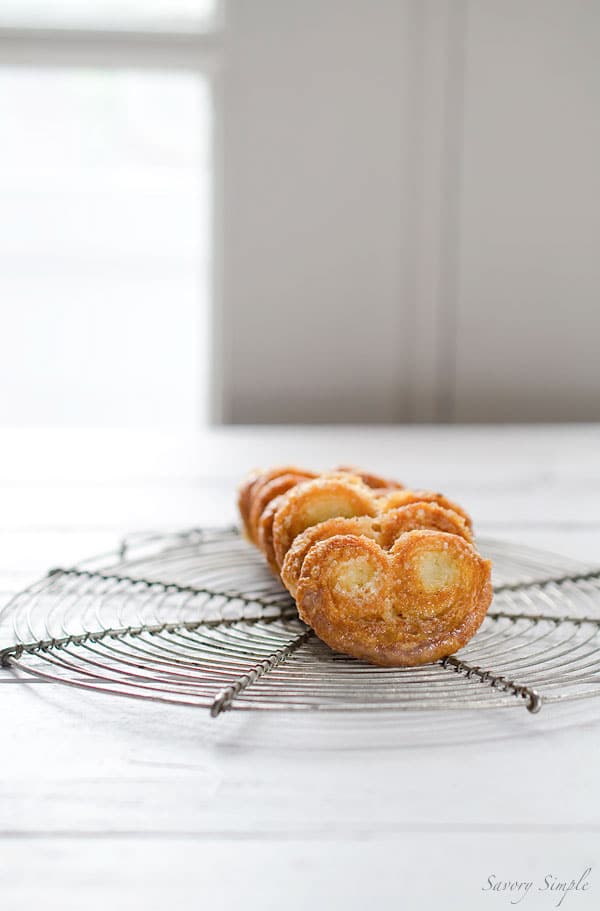 Lavender Vanilla Bean Palmiers are a simple yet elegant cookie. Only 5 ingredients! Make with fresh puff pastry or leftover scraps.