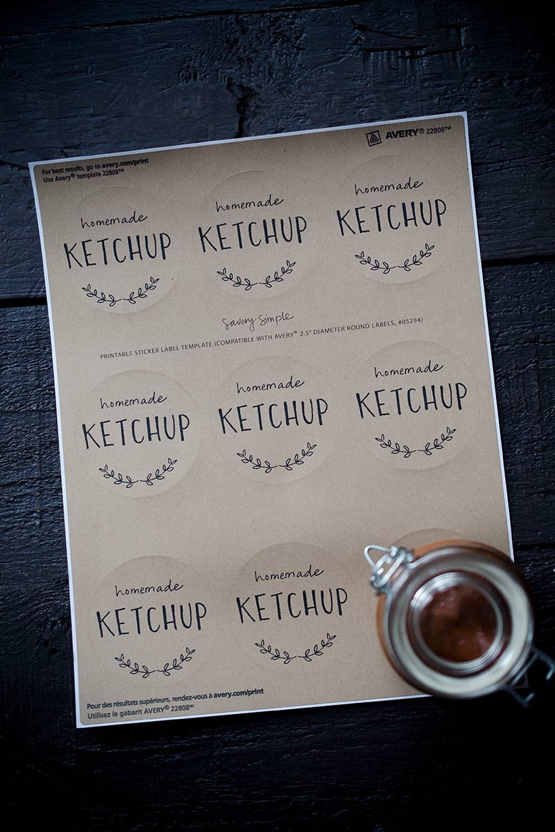 Homemade ketchup sticker labels
