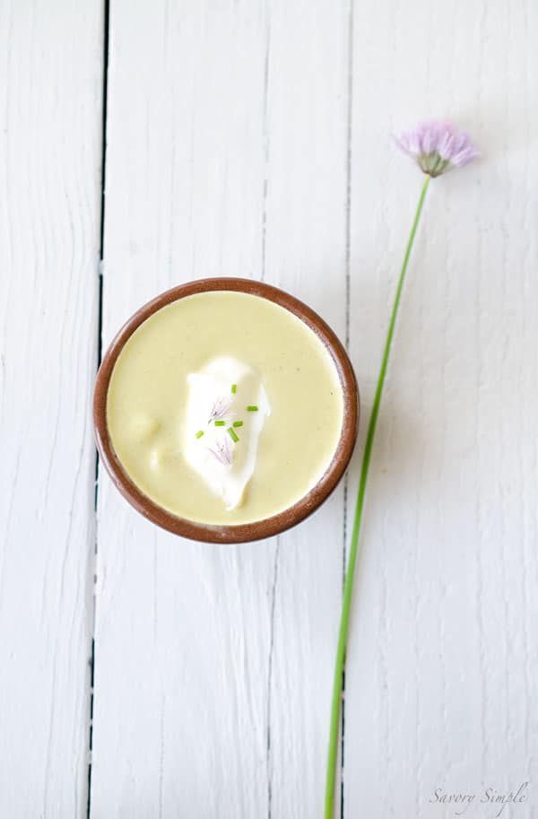 This recipe for Asparagus Soup with Creme Fraiche and Chive Blossoms is easy to prepare, beautiful to serve and bursting with spring flavors.