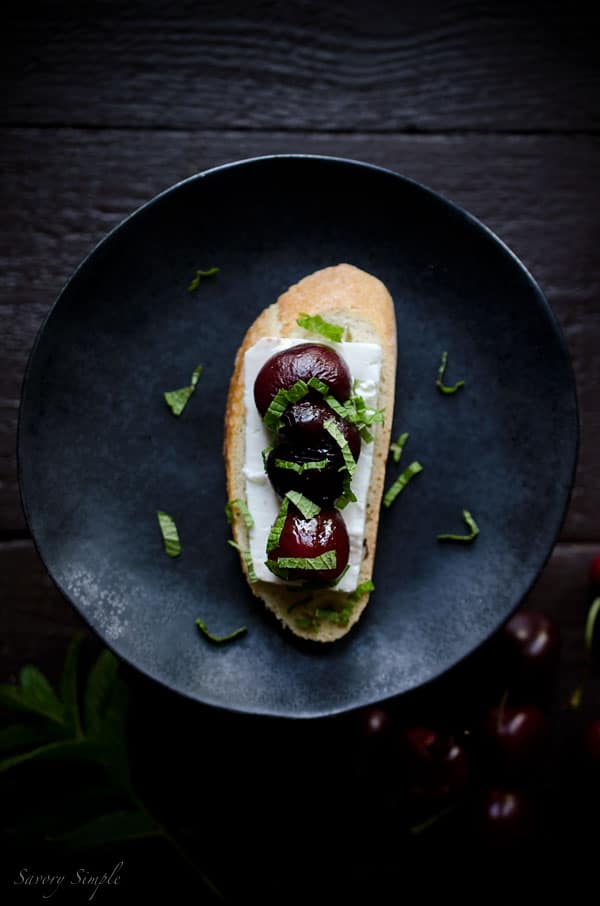 This Roasted Cherry, Feta and Mint Crostini is an easy spring appetizer that's bursting with flavor.