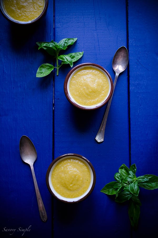 This Cantaloupe Gazpacho is a seasonal, sweet and savory chilled soup. Try serving it in a pitcher at summer parties!