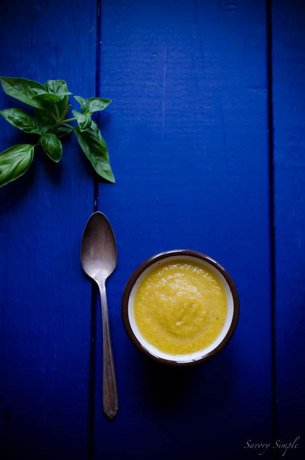 This Cantaloupe Gazpacho is a seasonal, sweet and savory chilled soup. Try serving it in a pitcher at summer parties!