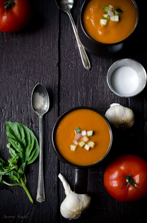 Celebrate summer's bounty with this roasted tomato gazpacho soup recipe.