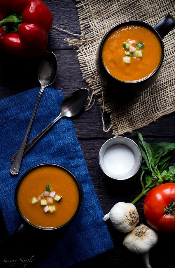 Celebrate summer's bounty with this roasted tomato gazpacho soup recipe.
