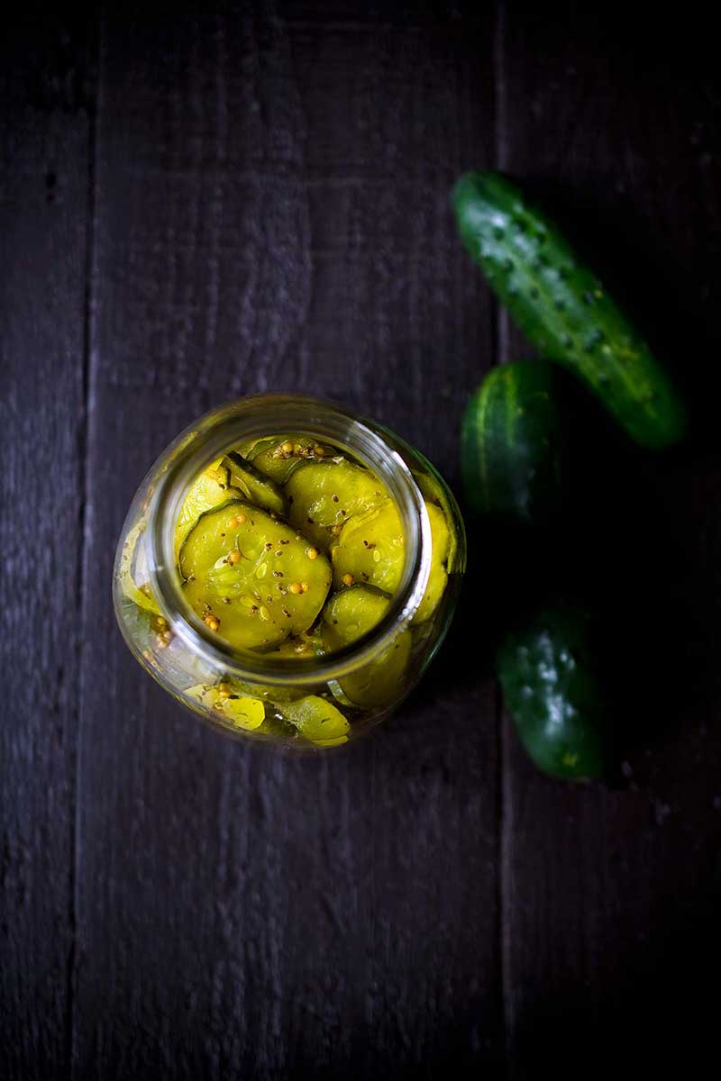 easy bread and butter pickles in a mason jar