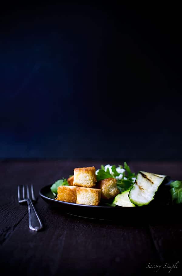 This Grilled Zucchini Salad with Feta and Sweet Croutons offers a perfect balance of flavors.