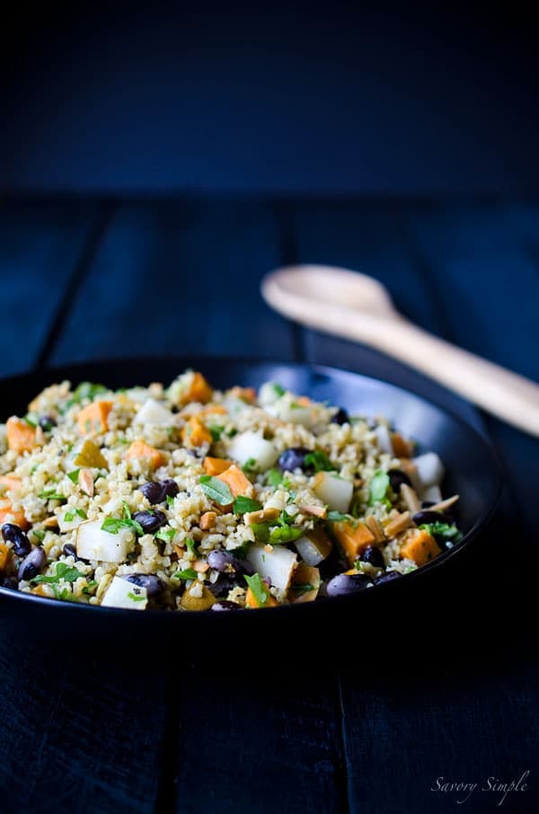 This Freekeh Salad with Sweet Potatoes and Pears is a healthy, seasonal side dish or lunch!