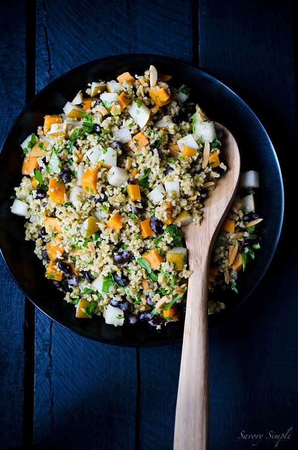 This Freekeh Salad with Sweet Potatoes and Pears is a healthy, seasonal side dish or lunch!
