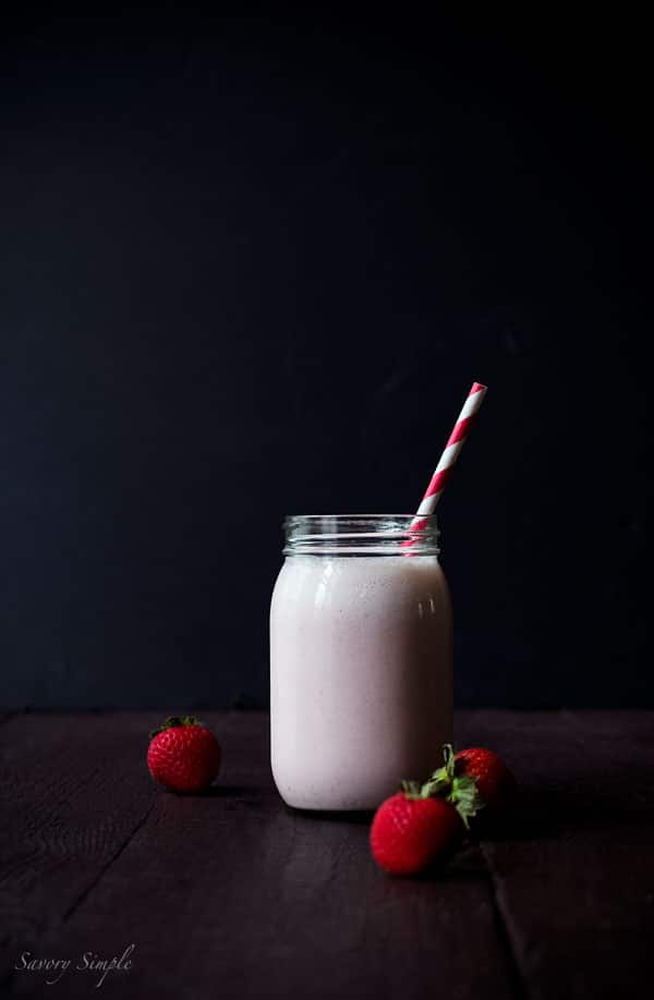 Strawberry Macadamia Nut Milk is a healthy, sweet drink that can be enjoyed on its own or used as the base for a smoothie. #Vegan #Paleo #DairyFree
