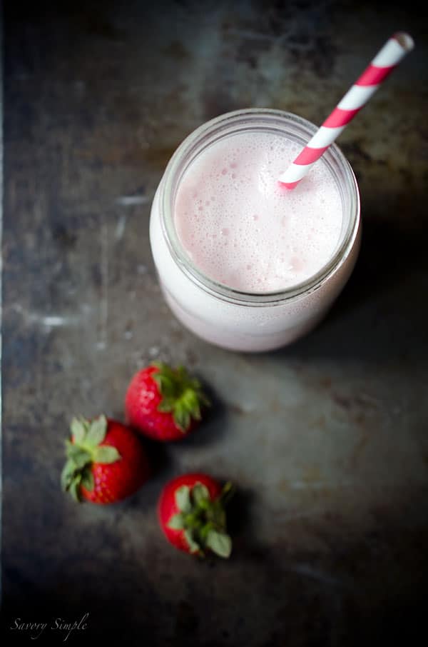 Strawberry Macadamia Nut Milk is a healthy, sweet drink that can be enjoyed on its own or used as the base for a smoothie. #Vegan #Paleo #DairyFree