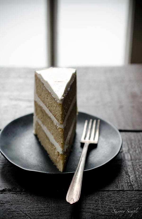 This Pumpkin Spiced Buttermilk Layer Cake with Maple Buttercream is a perfect recipe for Thanksgiving or Christmas! #dessert