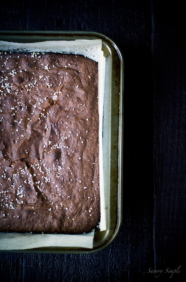 Salted Olive Oil Brownies from Savory Simple are a decadent, sweet and salty chocolate treat. They're some of the best brownies you'll ever taste. 