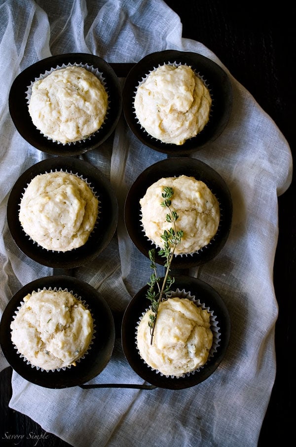 These Honey Thyme Creme Fraiche Muffins are soft, creamy and just slightly sweet with a delicate herbal aftertaste. You won't be able to stop at just one!
