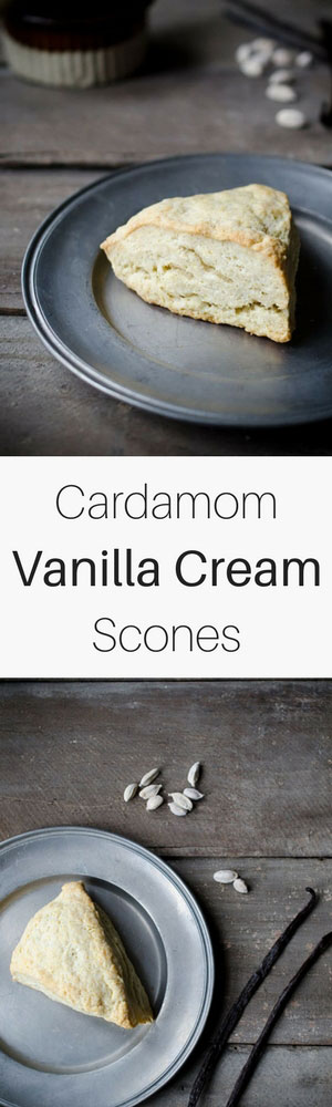 These Cardamom Vanilla Cream Scones are perfect for serving with afternoon tea or Sunday brunch. No mixer needed, ready in under 30 minutes!
