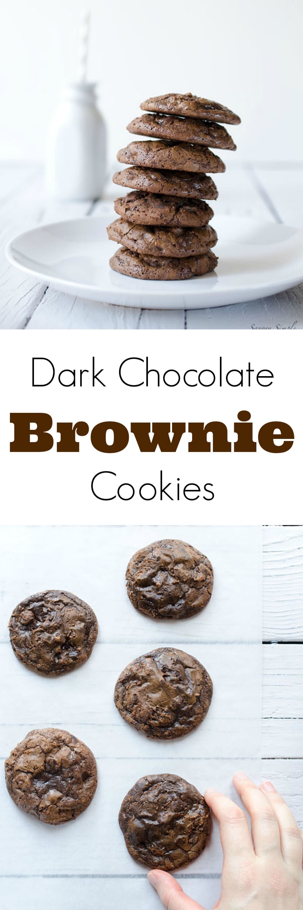 These Dark Chocolate Brownie Cookies are a perfect treat for chocolate lovers! Get the easy-to-prepare recipe from SavorySimple.net.