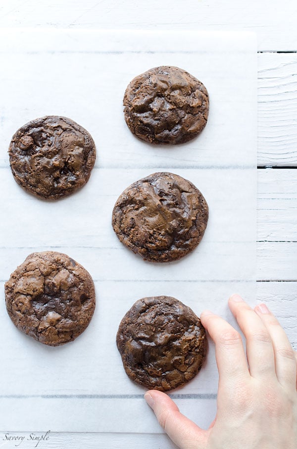 These Dark Chocolate Brownie Cookies are a perfect treat for chocolate lovers! Get the easy-to-prepare recipe from SavorySimple.net. 