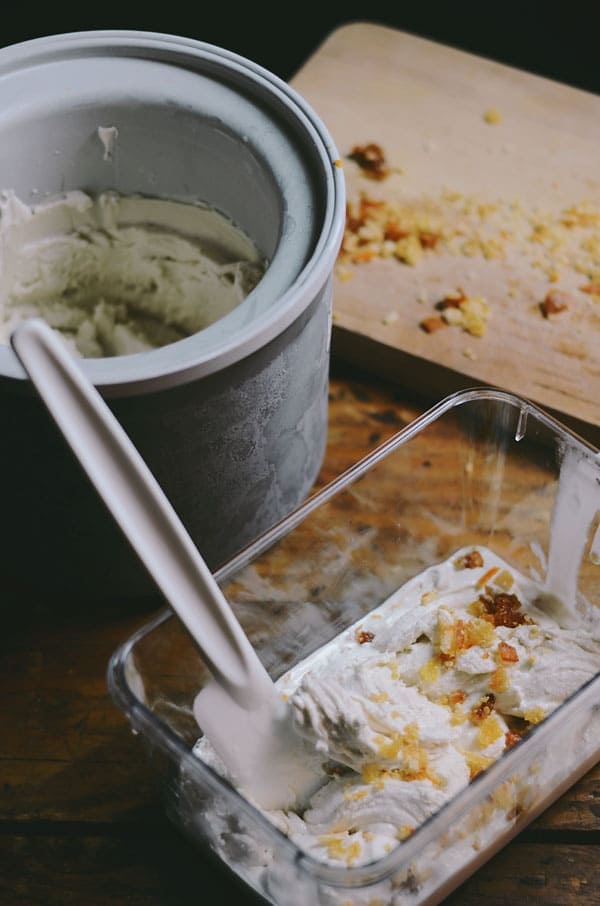 This orange blossom clove ice cream with candied blood orange freckles is an exotic, flavorful dessert created by Nik of A Brown Table. Get the recipe from SavorySimple.net.