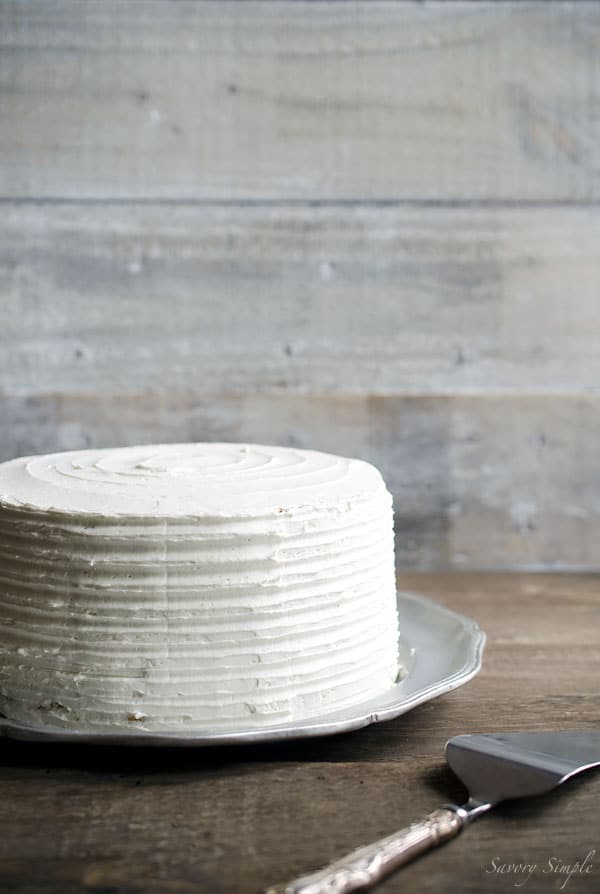 Brown Butter Layer Cake with Salted Bourbon Buttercream is a rich, decadent dessert that will wow your friends and family. Get the recipe from SavorySimple.net