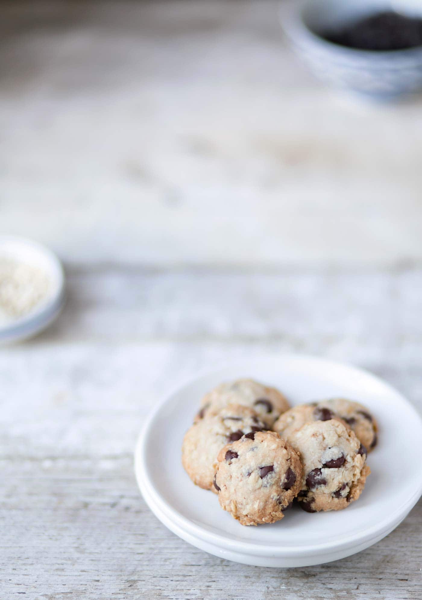 Chocolate Chip Oatmeal Shortbread Cookies are delicate, flaky & buttery. This easy recipe uses 6 basic ingredients that you probably already have on hand! Get the recipe from SavorySimple.net.
