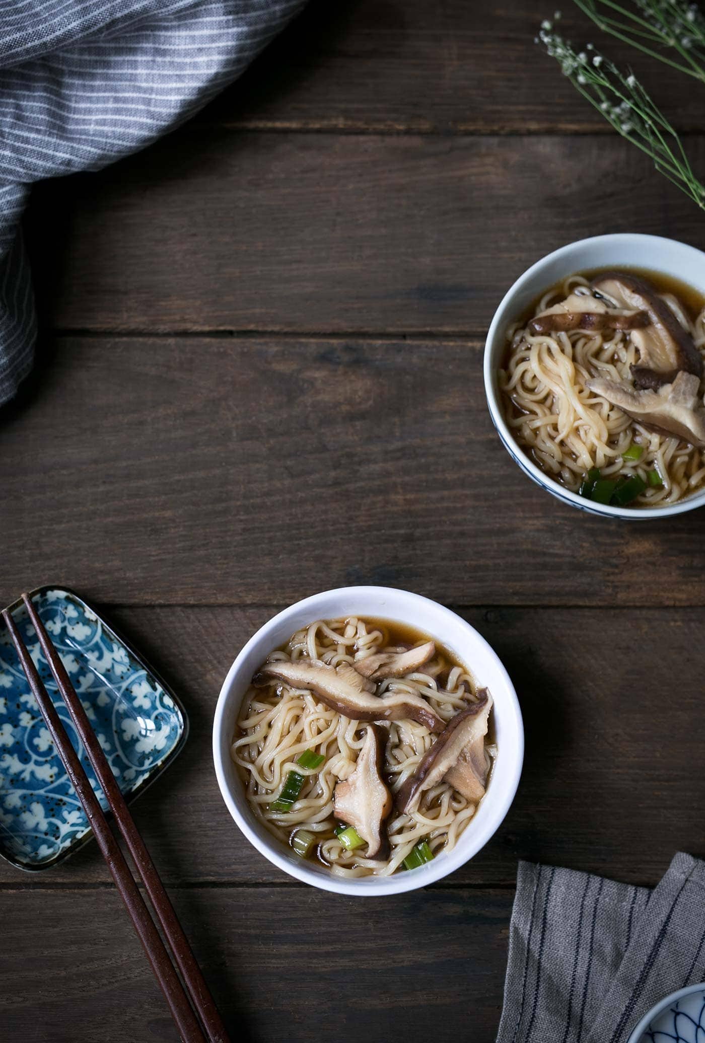This easy homemade ramen comes together in just 15 minutes. A few simple ingredients create a rich mushroom broth that is incredibly flavorful. Get the recipe from SavorySimple.net