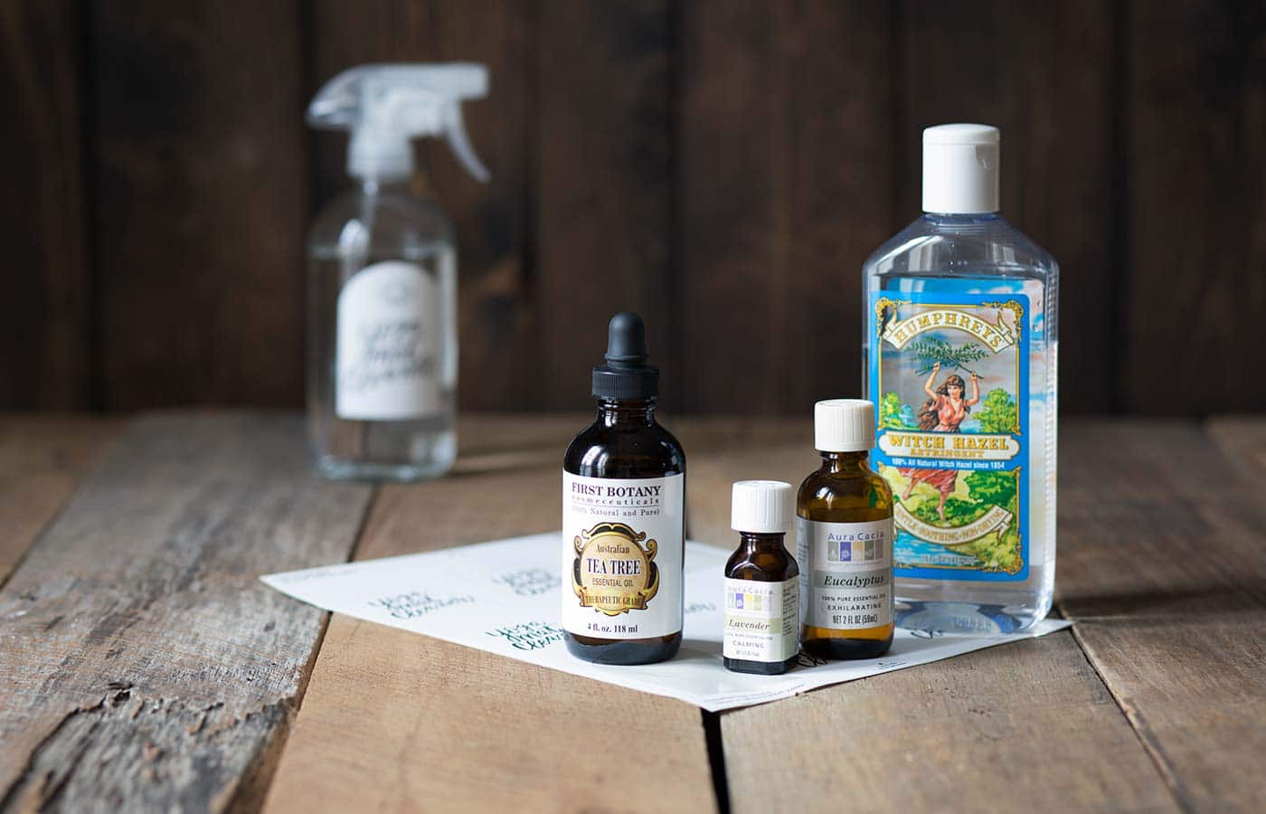 A photo of ingredients used to make homemade yoga mat cleaner.