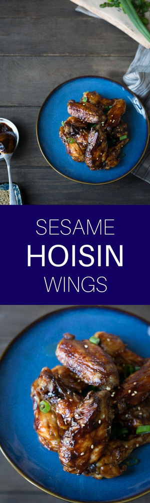 Sesame Hoisin Wings are easy to make and PERFECT for game day! They’re baked, not fried, but the meat falls right off the bone.
