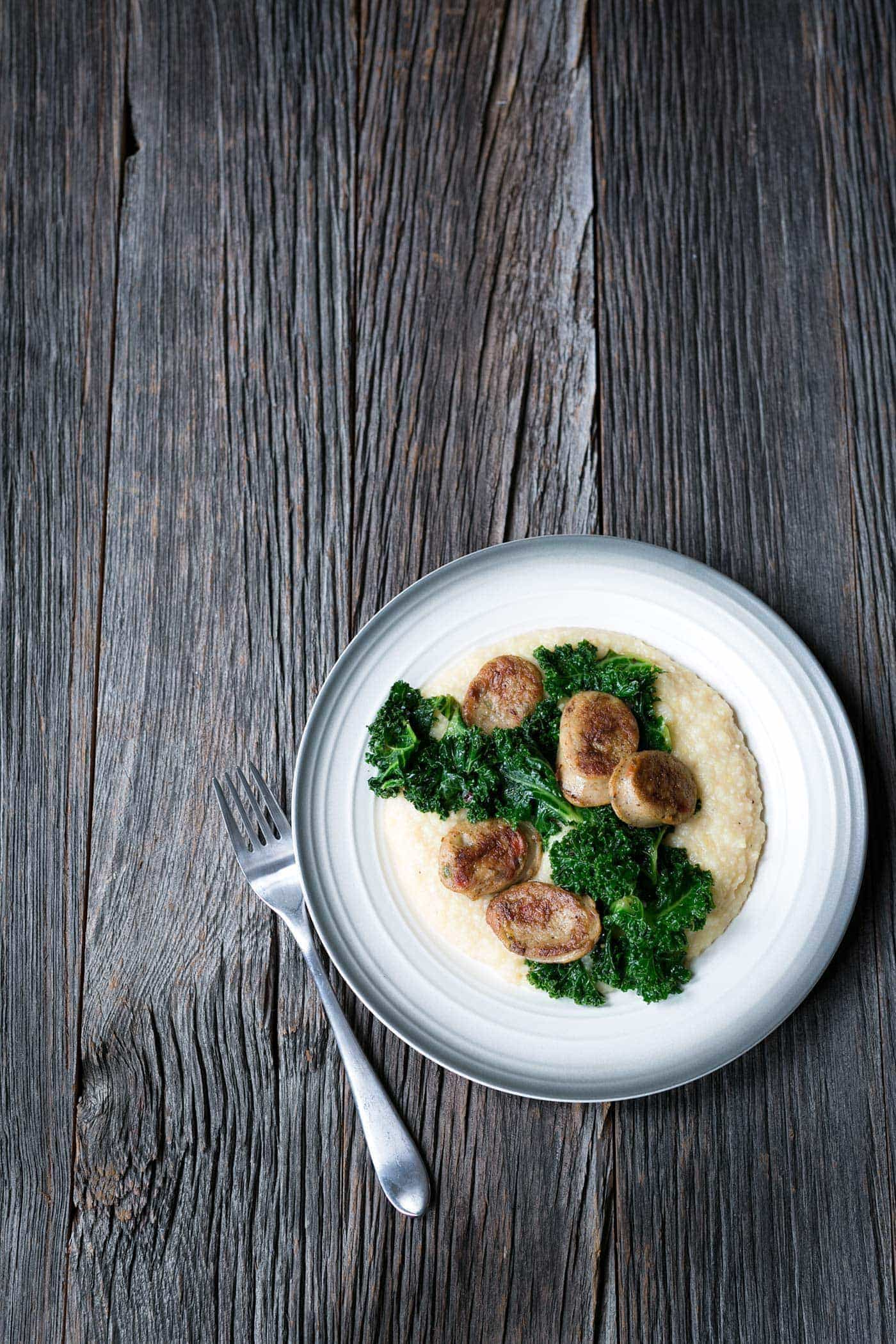 Creamy Polenta with Italian Sausage and Kale