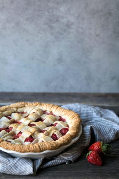 A photo of strawberry pie