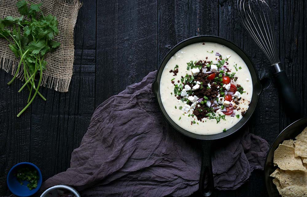 Chorizo queso blanco dip in a bowl