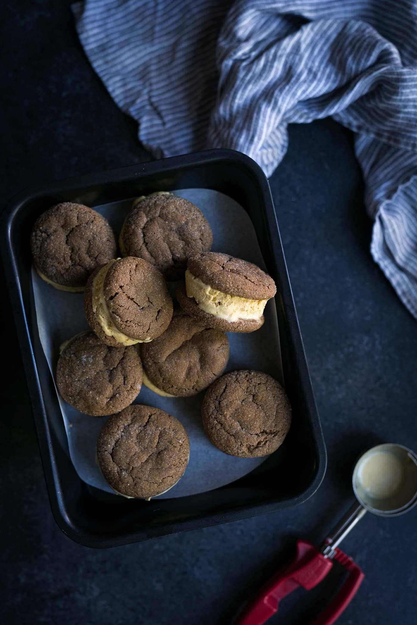 You NEED these Gingerbread Pumpkin Ice Cream Sandwiches sandwiches from Alanna Taylor-Tobin’s new cookbook, Alternative Baker! Get the recipe at SavorySimple.net