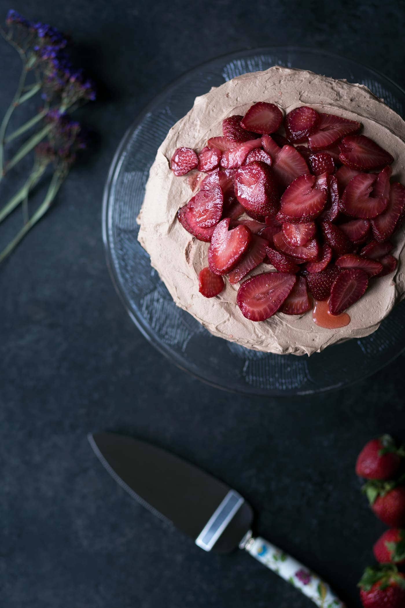 You’re going to love this decadent chocolate cake with macerated strawberries! Get the recipe from Savory Simple. 
